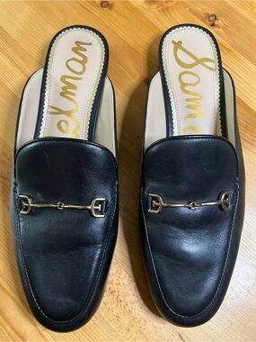 Sam Edelman Black Leather Slip-On Bit Loafer Mules